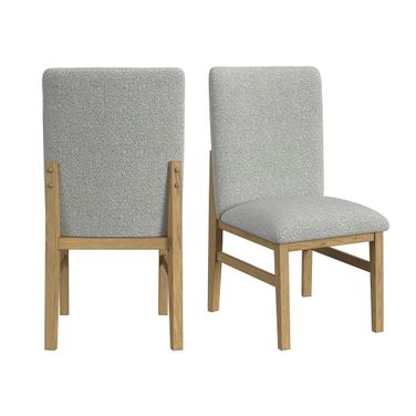 Canal Square Back Dining Side Chair with Fabric Set of 2 In Natural and Grey