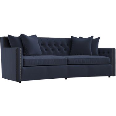 Candace Velvet Fabric Sofa In Blue