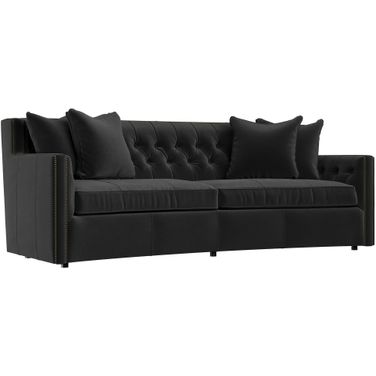Candace Velvet Fabric Sofa In Grey
