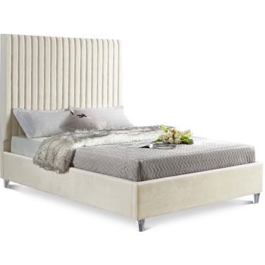 Candace Velvet Full Bed In Cream