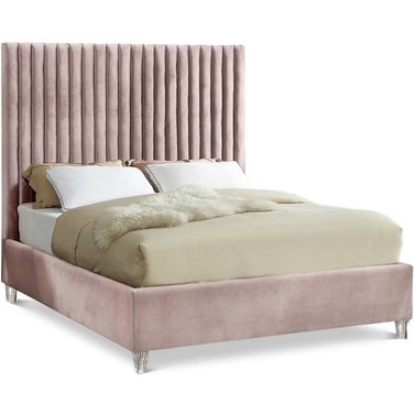 Candace Velvet Full Bed In Pink