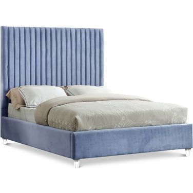 Candace Velvet Full Bed In Sky Blue