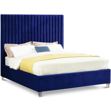 Candace Velvet King Bed In Navy