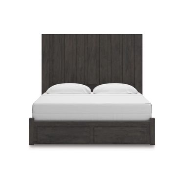 Candanew King Panel Storage Bed In Charcoal