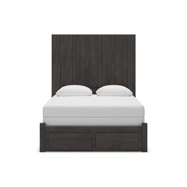 Candanew Queen Panel Storage Bed In Charcoal