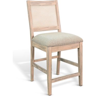 Cane Back Cushion Seat Counter Stool In Wheat