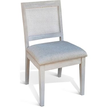Cane Back Dining Chair Set of 2 In Light Gray