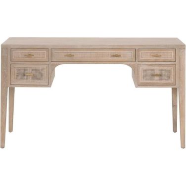 Bella Antique Cane Desk In Smoke Gray Oak