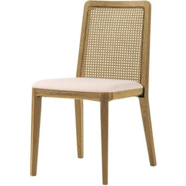 Cane Dining Chair Set of 2 In Oyster Linen And Natural