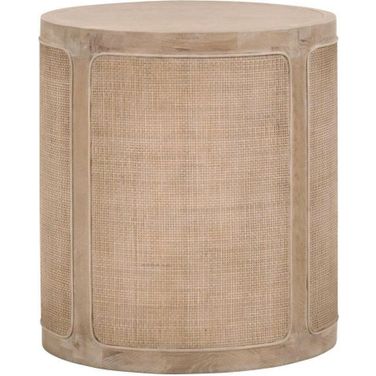 Bella Antique Cane End Table In Smoke Gray Oak