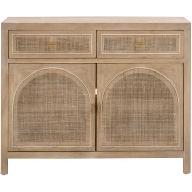 Bella Antique Cane Media Cabinet In Smoke Gray Oak