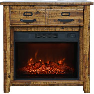 Cannon Valley 32 Inch Electric Fireplace Console TV Stand In Distressed Brown