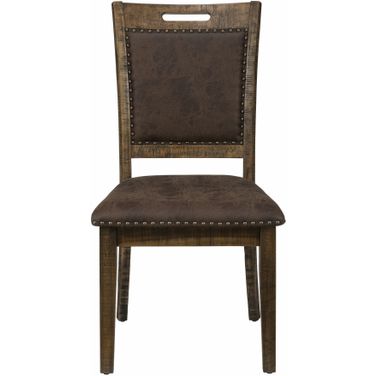 Cannon Valley Upholstered Back Dining Chair with Nailhead Trim Set of 2 In Medium Brown