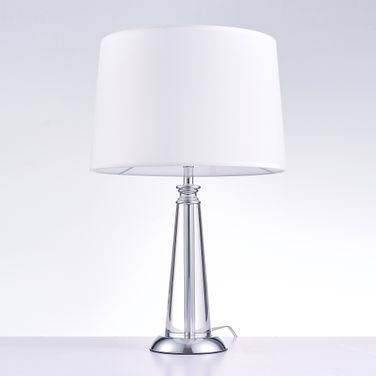 Canova Collection Metal and Crystal Table Lamp Lights In White and Clear
