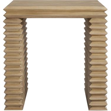Canto Square 24 Inch Stacked Design End Table In Weathered Oak