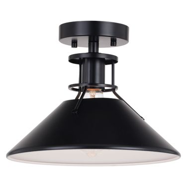 Canton 11.5 Inch Semi-Flush Mount In Matte White and Black