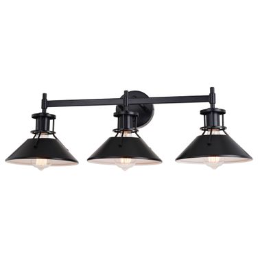 Canton 3 Light Vanity In Matte White and Black
