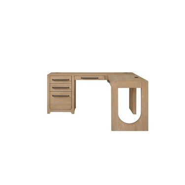 Canyon Drive Wood L-Shape Pedestal Desk with RHF Open Return In Light Brown