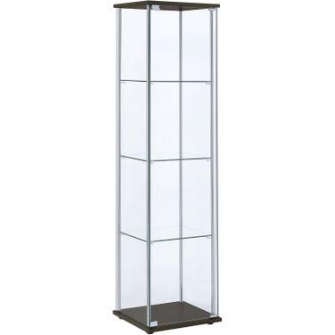 Bellatrix Rectangular 4-shelf Curio Cabinet Cappuccino and Clear