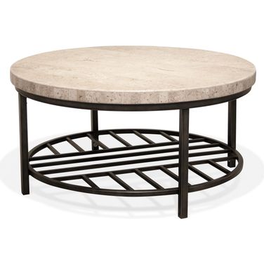 Capri Alabaster Travertine Round Cocktail Table