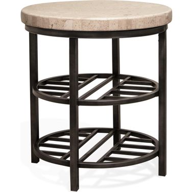 Capri Alabaster Travertine Round End Table