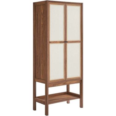 Capri Tall Wood Grain Standing Storage Cabinet In Walnut