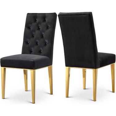 Capri Velvet Dining Chair Set of 2 In Black