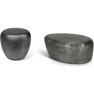 Capsule Aluminum Occasional Table Set In Silver