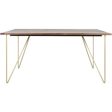 Captain Wood Dining Table with Hairpin Legs In Walnut and Brass