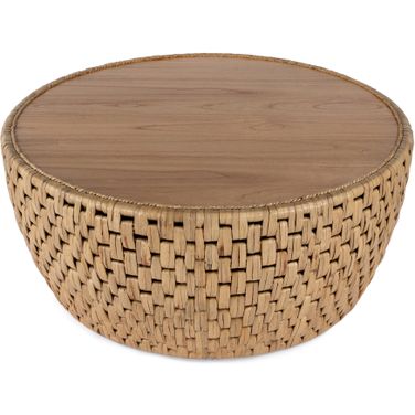 Captiva Round Rattan Drum Coffee Table In Natural
