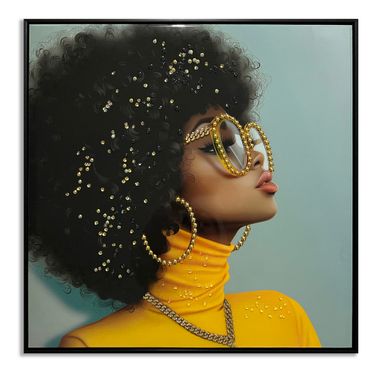 Captivating Afro in Canvas Wall Art In Yellow