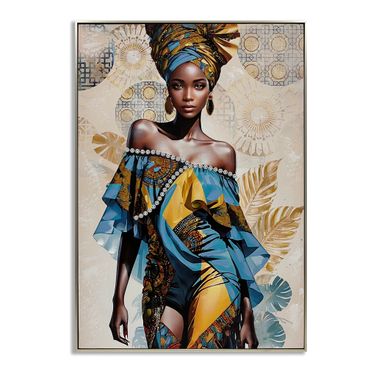 Captivating Elegant Lady in Vibrant Off-Shoulder Dress Canvas Wall Art In Multi
