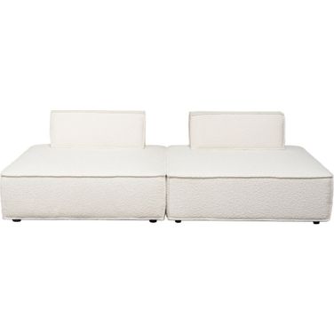 Cara 2-Piece Square Modular Lounger In Ivory Boucle Fabric With Moveable and Non-Skid Backrest