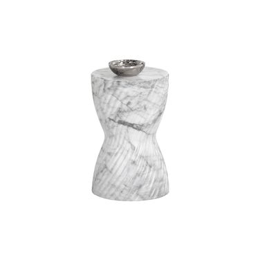 Cara Marble Look End Table In White