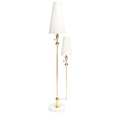 Caracas Floor Lamp In White/Brass