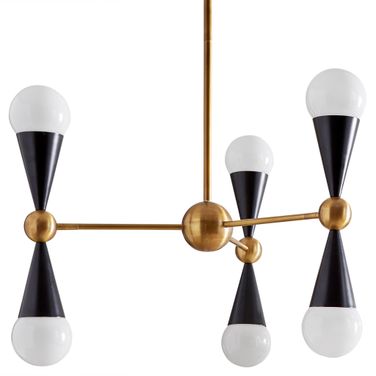 Caracas Six-Light Chandelier In Brass and Black