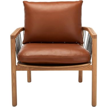Caramel Midcentury Leather Chair In Brown