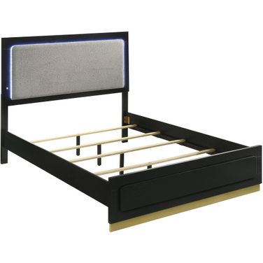 Caraway California King Bed with LED Headboard Black and Grey