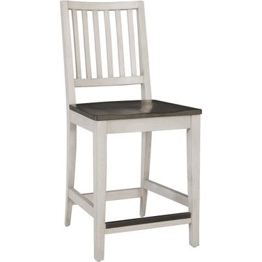 Caraway Counter Height Chair Set of 2 with Wood Seat In Aged Ivory