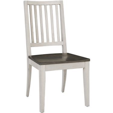 Caraway Dining Side Chair Set of 2 with Wood Seat In Aged Ivory