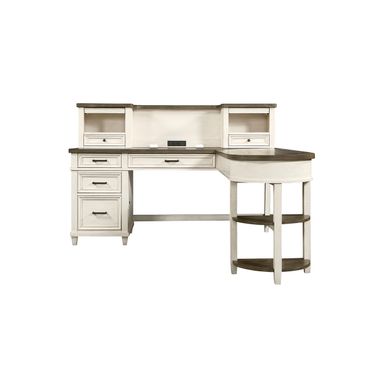 Caraway Single Ped Desk Hutch In Aged Ivory