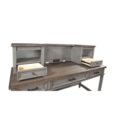 Caraway Single Ped Desk Hutch In Aged Slate