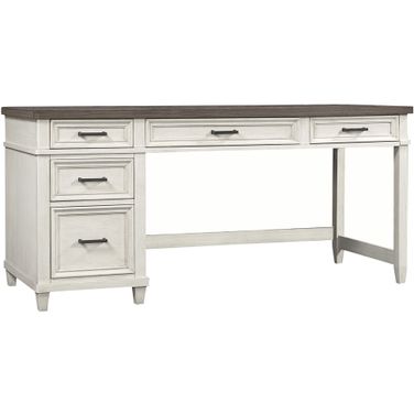 Caraway Single Ped Desk In Aged Ivory