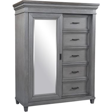 Caraway Sliding Door Chest In Aged Slate
