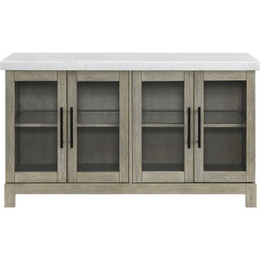 Carena Lighted White Marble Sideboard In Brown