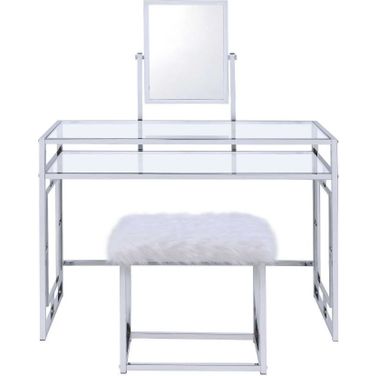 Carenze Ii White and Chrome Vanity Set