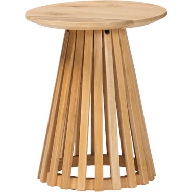 Caribic Slatted Acacia Wood End Table In Natural Brown