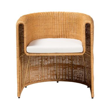 Carina Natural Rattan Barrel Dining Chair In Honey