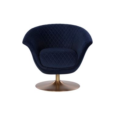 Carine Swivel Lounge Chair In Quilted Abbington Navy