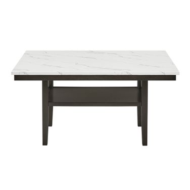 Carissa 60 Inch Rectangle Dining Table with Storage Shelf In White and Espresso